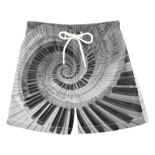 Selerdon Quick Dry Swim Trunks Piano Keys Black White for Boy Kids Summer Fashion Beach Shorts with Adjustable Waist and Side Pocket for Daily Wear Outdoor Play XS