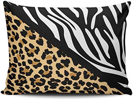 KAQIU Home Decoration Pillow Case Tan White Stylish Leopard Print Zebra Print Custom Throw Pillowcase Cushion Cover Queen Size 20X30 Inches Chic Personality Rectangular One Sided Printed Design
