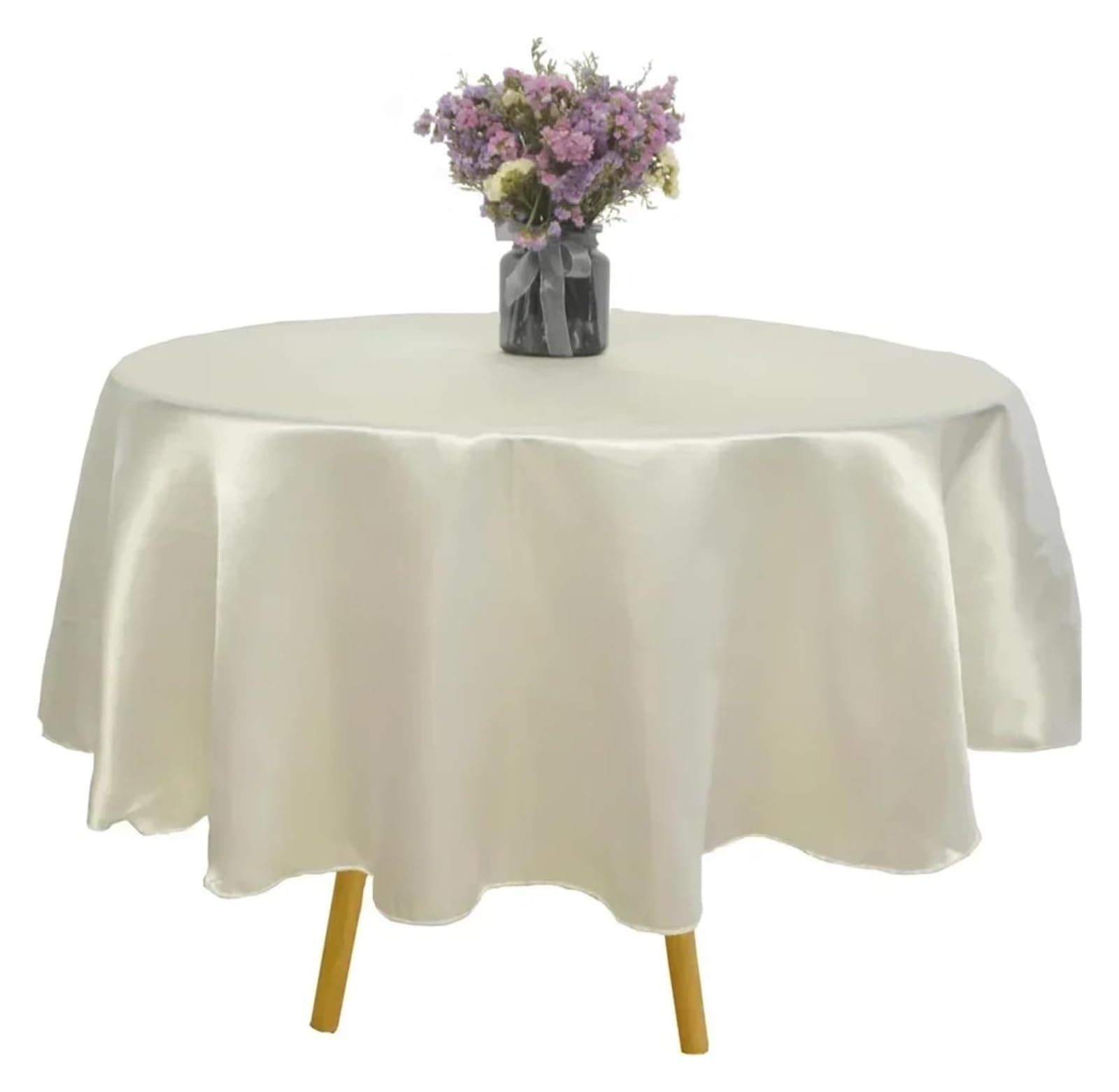 Tablecloth Round Satin Tablecloth Multicolor 145-335cm Wedding Party Birthday Home Dining(Beige,145CM)