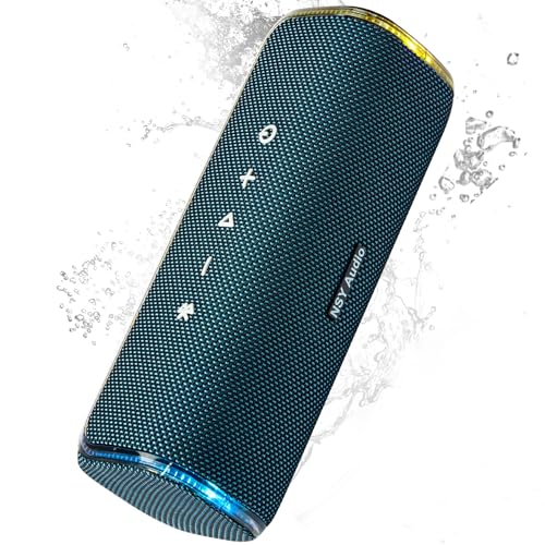 NSY Audio 40W Portable Bluetooth Speaker for Shower, IPX7 Waterproof Outdoor Sandproof Beach Speaker, 25-Hour Playtime, Bass Boosted, LED Lights, Built-in Microphone, TWS Pairing for Pool, Blue