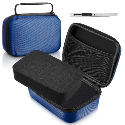 Relaxweex EVA Hard Case with Customizable Foam Protective EVA Carrying Case Shockproof Outdoor for Camera, Digital Products, Electronic Instruments with Knife(Blue,7.1 x 4.7 x 3.1 Inch)