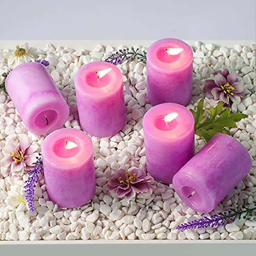 Lavender Scented Pillar Candles, Immeiscent Aromatherapy Candles, 20+ Hours Burn Long Lasting, Purple Mottled Candles For Wedding Party, Home Scented, Spa, Restaurant, Set Of 6(Dia:2Xh:2.5”) #TOP6