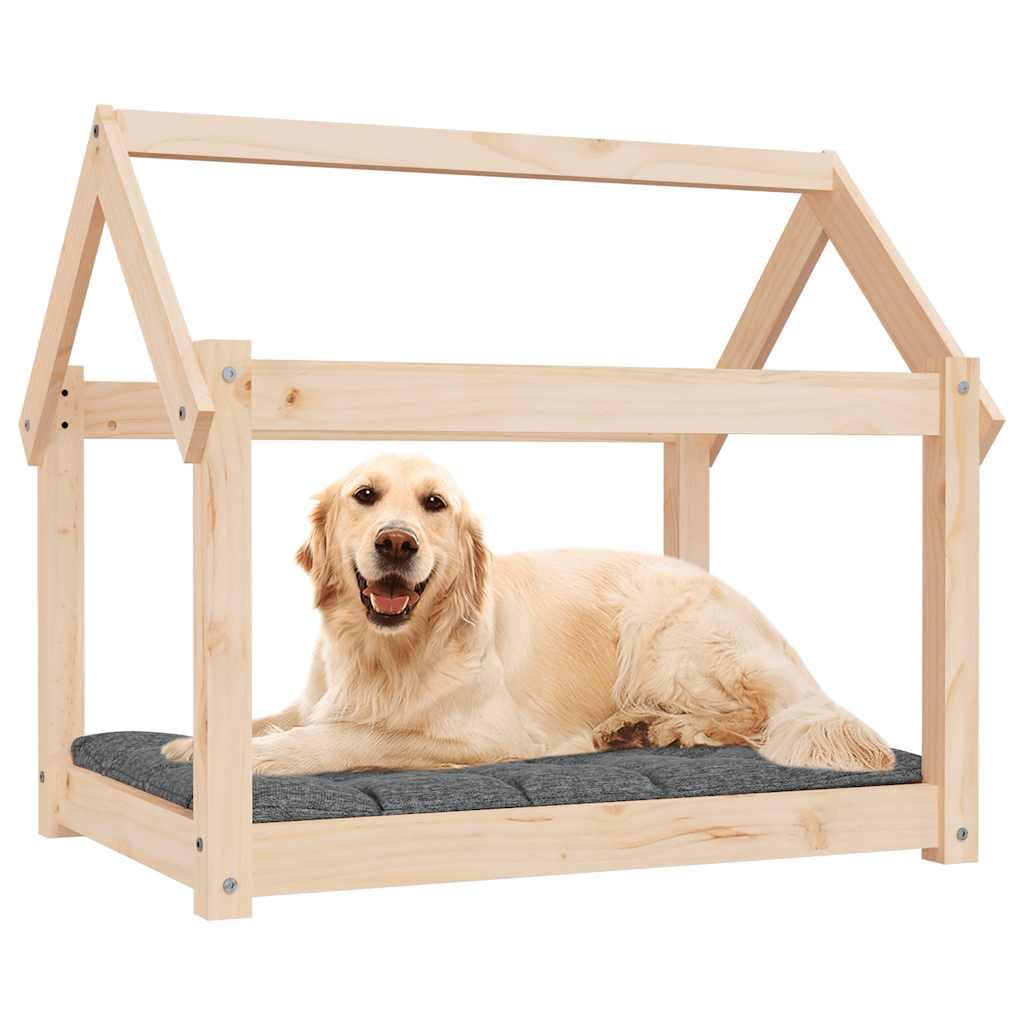 Cuccia per cani in legno di pino massiccio, 81 x 60 x 70 cm, con cuscino morbido, rivestimento antiscivolo, lavabile, per animali domestici, cuccia per dormire, per interni ed esterni