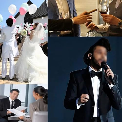 MANYUBEI Anzug Herren, 3 Teilig Smoking Anzüge Schwarz Slim Fit 2 Knöpfe Große Größe Anzugjacken Für Business Hochzeit Formell Dinner Sakko Weste Hose Black,L – Bild 5