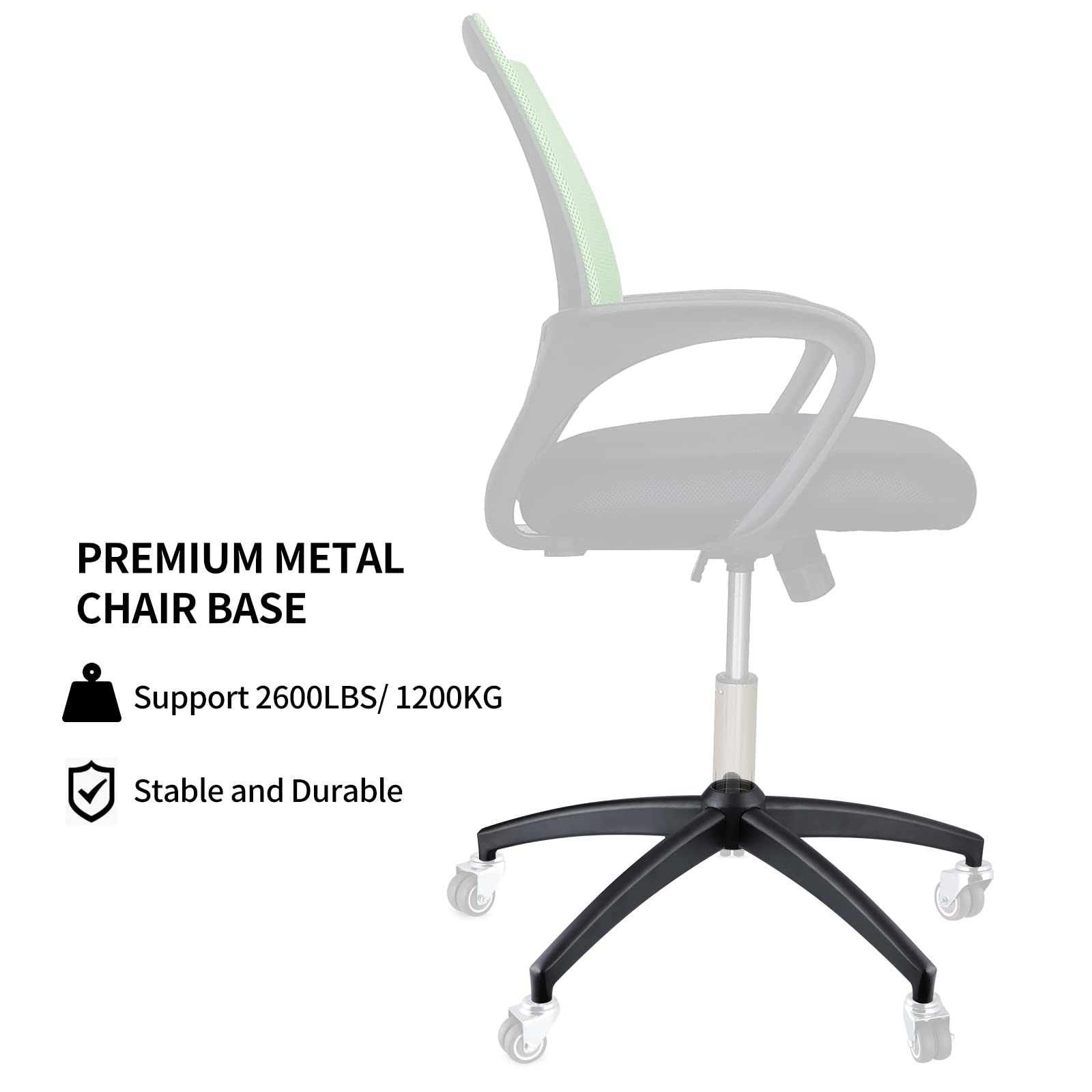 Skelang Base de silla de oficina de 70 cm, parte inferior de silla de escritorio con patas de metal reforzadas, repuesto inferior de silla de juego