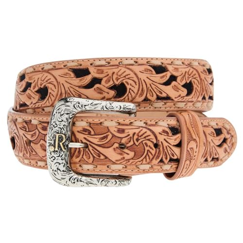 Men's Black Suede Underlay Natural Embossed Belt