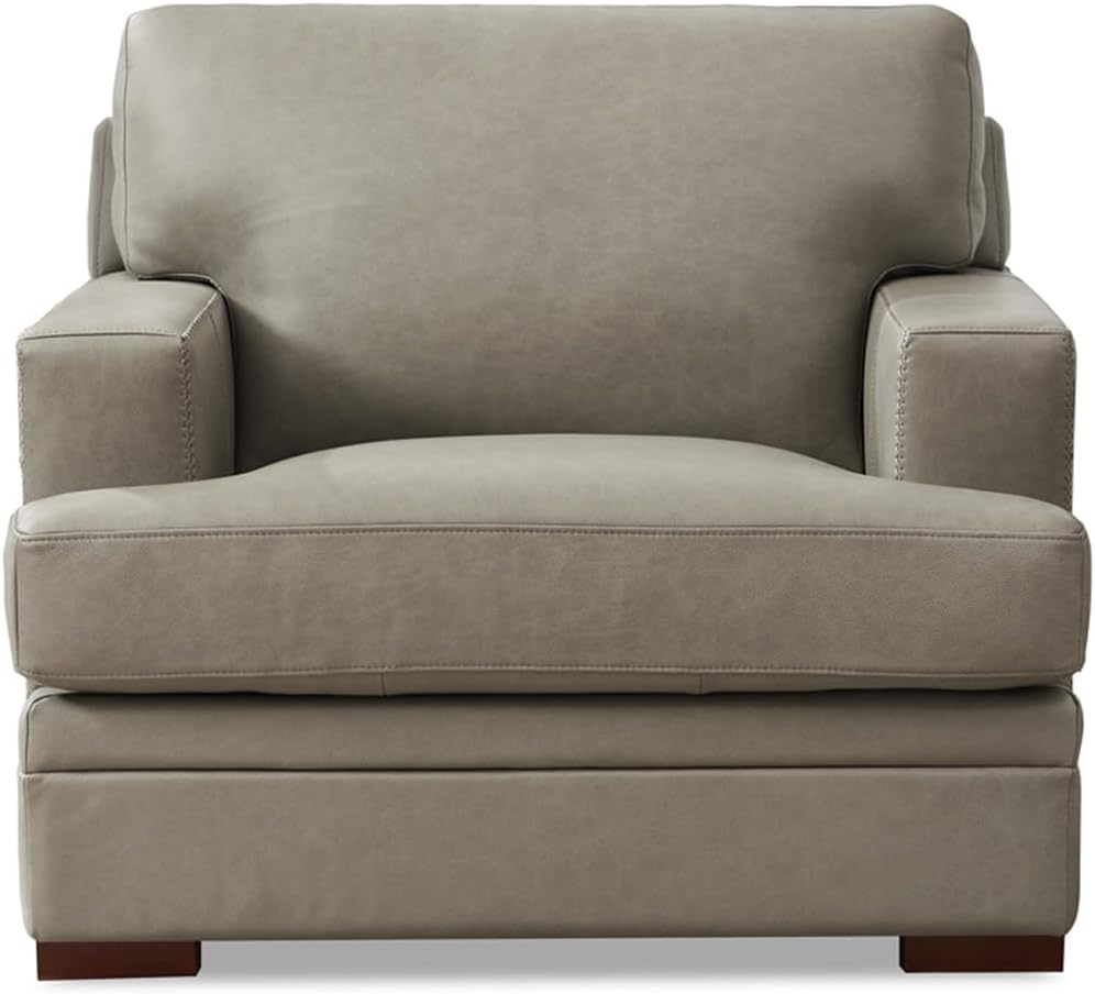 Hydeline Georgia Top Grain Leather Chair, 41", Chico Slate, Feather Down, Memory Foam and Springs Seating