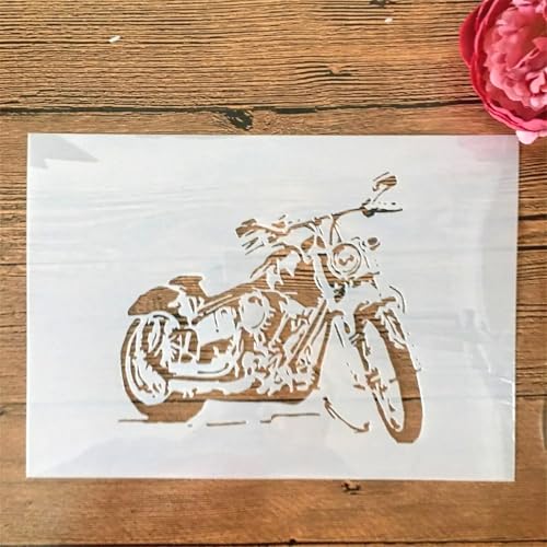 TIAMECH A4 Reusable Motorcycle Stencil for Painting - Vintage Motors Layering Template, DIY Wall Art, Wood Furniture, Scrapbook & Crafts (8.3x11.7inch)