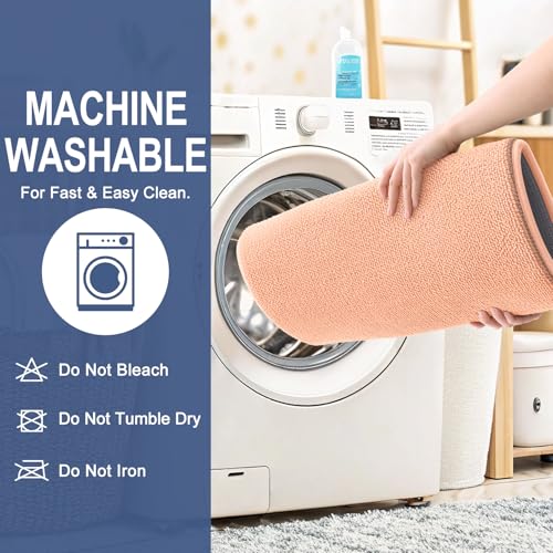 Image of OLANLY Thick Memory Foam Bath Mat Rug 30x20, Extra Soft Absorbent Bathroom Rug, Quick Dry Bath Mats, Non-Slip, Machine Washable Carpet for Bathroom, Tub and Shower, Home Decor Accessories, Peach