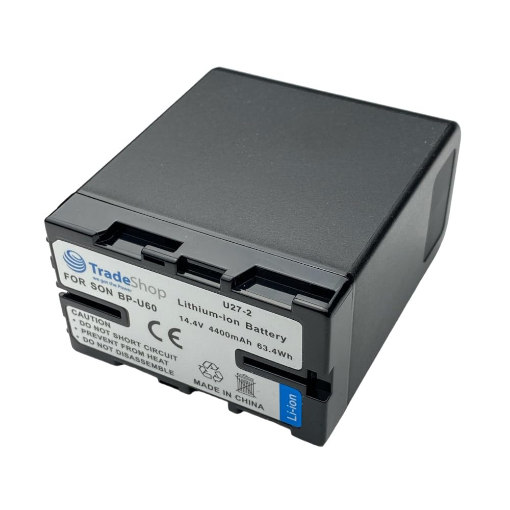 Trade-Shop Juego 3 en 1: 2 baterías de iones de litio de 4400 mAh + cargador dual USB LCD compatible con Sony PMW-EX160, PMW-EX260, PMW-EX280, PXW-Z280V, PXW-Z190V
