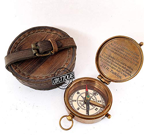 Brass Working Compass Nautical Marine Leather CASE Compasses Gift for Friends/Sailor/Merchant Navy