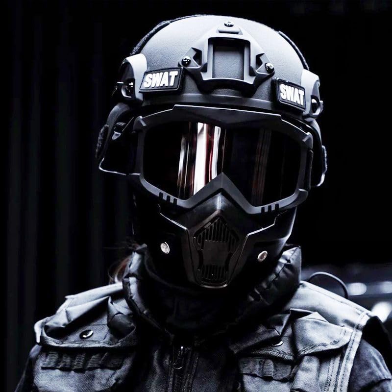 mask with goggles Tactical Airsoft Helmet and Mask,Detachable Full Face NVG Mount and Side Rail,Military Tactical Airsoft Gear : Sports & Outdoors 1400g - 1600g Guilty Gear Strive PC Make a choice:6.5 Comfort Adjustable leather straps
