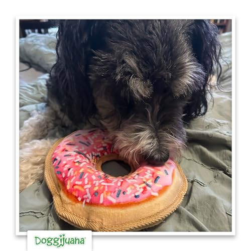 Image of Doggijuana Pink Donut & Juananip Bundle | Squeaky Refillable Plush Toy | Refillable squeaky plush dog toy + organic calming catnip; eases anxiety, stress & storms; drug-free, hand-harvested