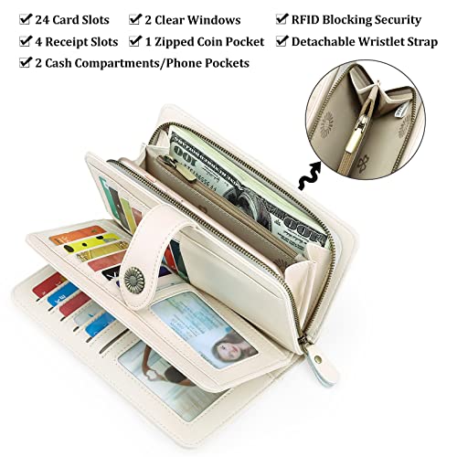 Image of FALAN MULE Wallets for Women Trifold Wristlet Wallets Large Capacity RFID Blocking Ladies Purse Credit Card Holder