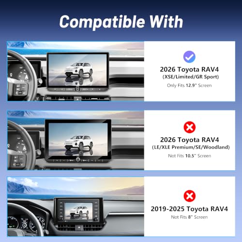 Image of Phone Holder for 2026 Toyota RAV4 (ONLY Fits 12.9 inch Screen), MagSafe Car Mount Charger, Magnetic Phone Holder, 15W Wireless Charging, Car Adapter Included, 360 & Hands Free, RAV-4 Interior Accessories