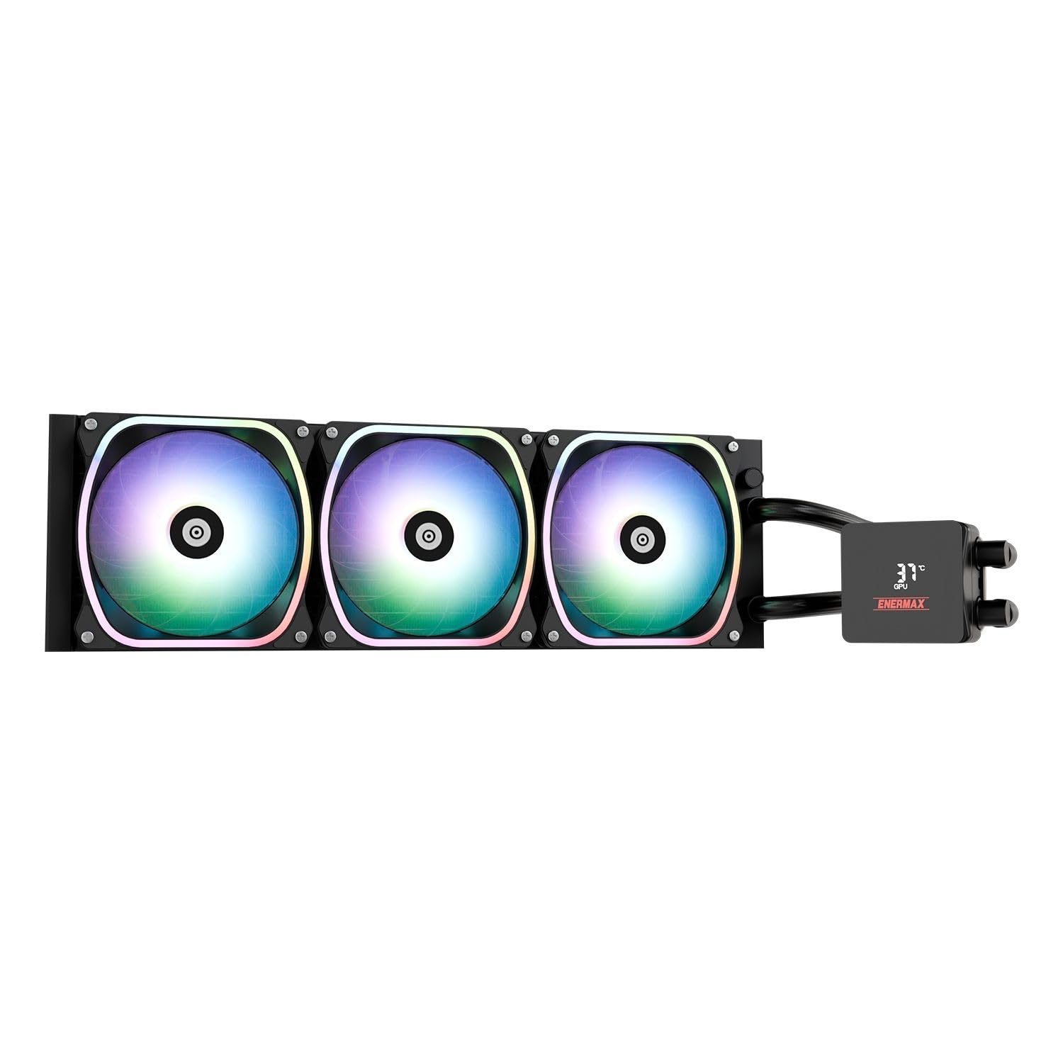 ENERMAX AquafUSION II 360 mm ARGB AIO CPU chłodzenie wodne|Dual Chamber|TDP 370W+|Intel LGA 1851/1700/115x/2066|AMD AM5/AM4 | cyfrowy wyświetlacz |3 x wentylator SquA RGB ADV 120 PWM, ELC-AQFS360-SQA