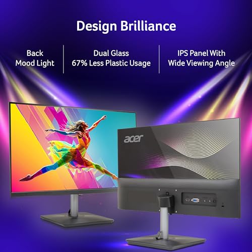 Acer RS242Y 23.8 Inch Full HD IPS Ultra-Thin (6.9mm) Backlit LED Monitor I Color Patterned Back Mood Light I Dual Glass Design, Sleek Metal Frame I... - Image 2