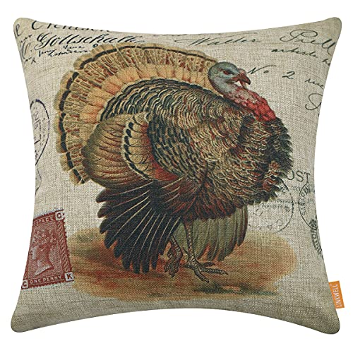 Thanksgiving Throw Pillow Covers 18x18 inches for Autumn Decorations Farmhouse Turkey Decorative Cushion Case Fall Decor Pillowcase Sofa Couch CC1831
