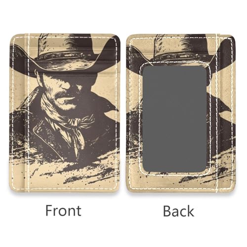 Western Cowboy leather small womens wallet slim with money clip RFID Blocking credit card holder for Men and Women2