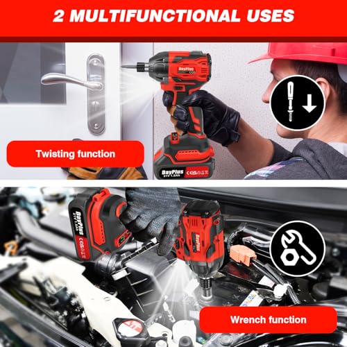 21V Cordless Impact Wrench 1/2Inch Driver, 450 N.m High Torque Brushless Power Impact Gun with 1.5Ah Lithium Battery, 14 Impact Sockets Set, 12 Screwdriver Bits, Electric Impact Wrench for Car, Home 6 21V Cordless Impact Wrench 1/2Inch Driver, 450 N.m High Torque Brushless Power Impact Gun with 1.5Ah Lithium Battery, 14 Impact Sockets Set, 12 Screwdriver Bits, Electric Impact Wrench for Car, Home - Image 6