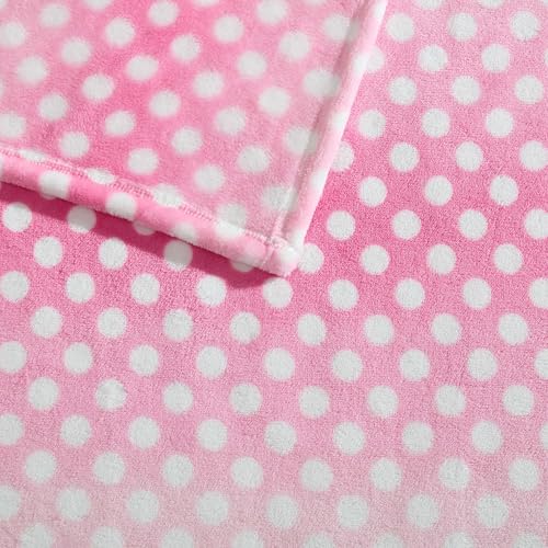 Image of Betsey Johnson - Plush Throw Blanket for Couch or Bed, Soft Reversible Western Fleece Throw, Cozy Printed Soft Blanket, Ombre Dots Pink, 50 inch x 70 inch