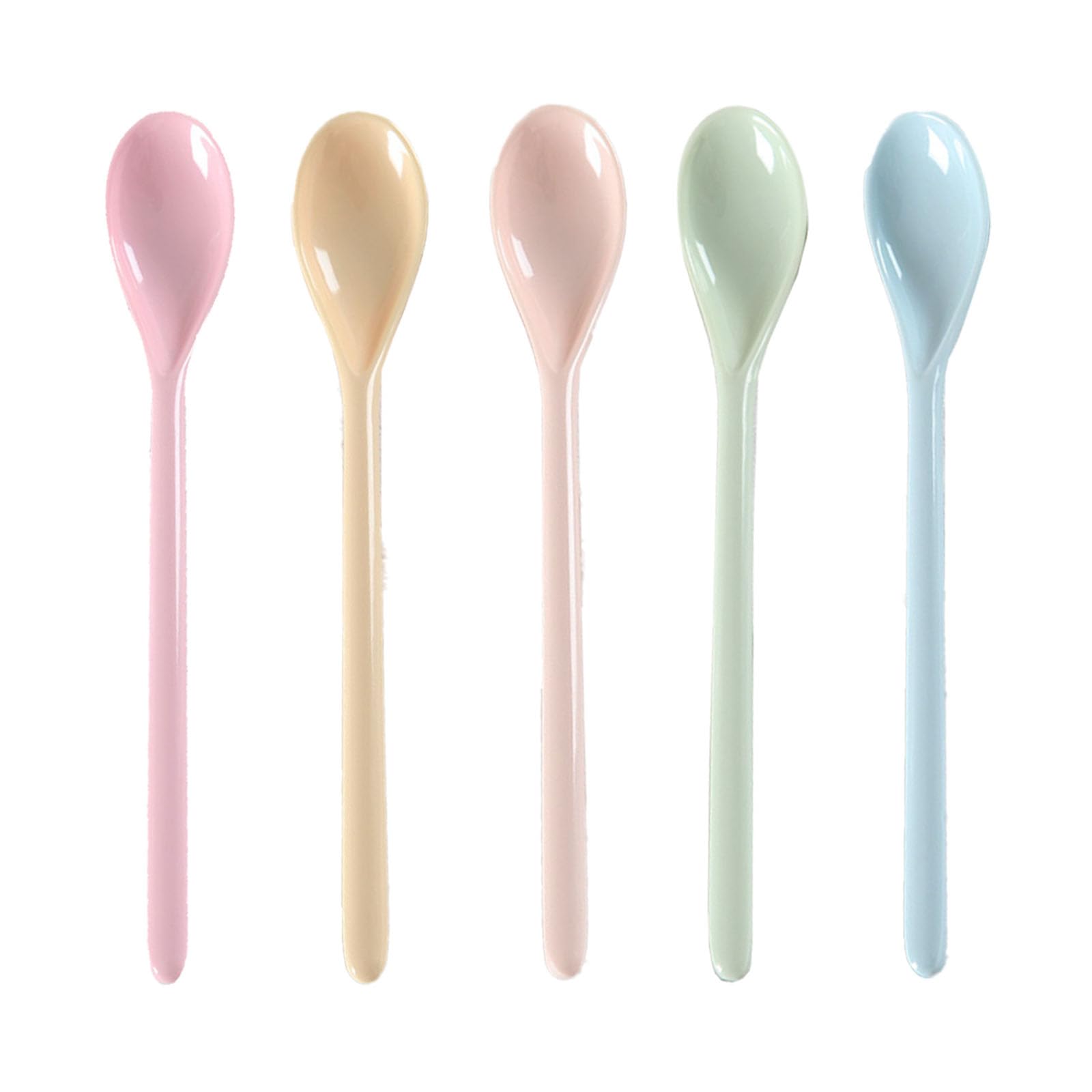 10 Cucchiai Lunghi In Plastica Colorati - Riutilizzabili Per Yogurt, Gelato, Caffè, Miscele (18.5cm, 7 Colori) - Foto 6