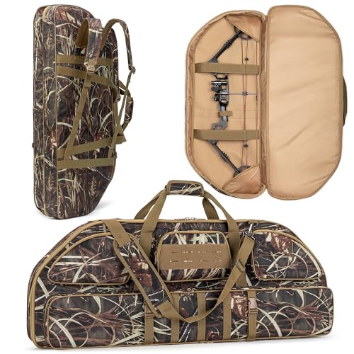 Smasrob Padded Soft Bow Case with Arrow Pocket, Compound Bow Bag with Backpack and Shoulder Strap for Range or Hunting Trip, Camouflage