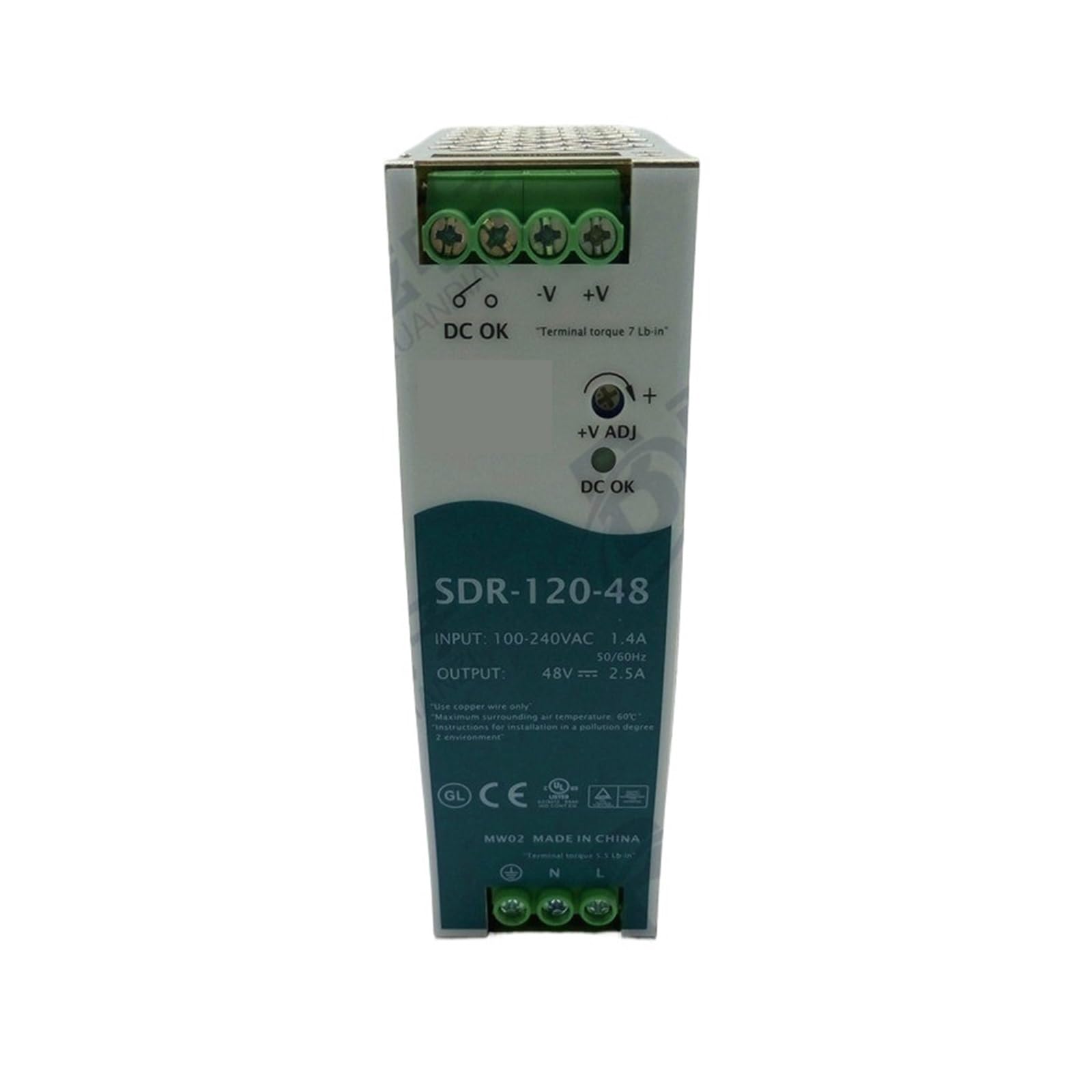 PWANUIGTE Regulated Switching Transformer DIN Rail SDR-120-48 120W 48V2.5A PFC Power Supply