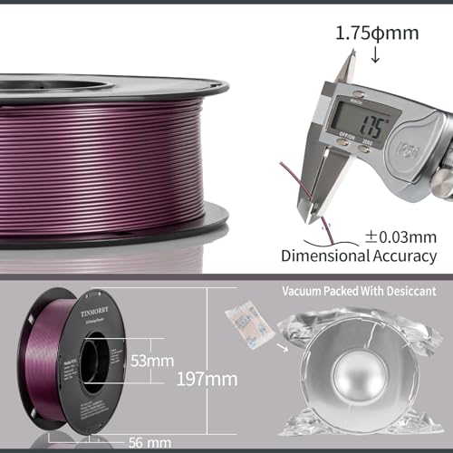 Image of TINMORRY Metallic PETG Filament 1.75mm, Rapid PETG 3D Printer Filament, PETG with a Rapid Flow Rate, Compatible with Bambu Lab FDM 3D Printer, 1KG 1 Spool, Metallic Purple