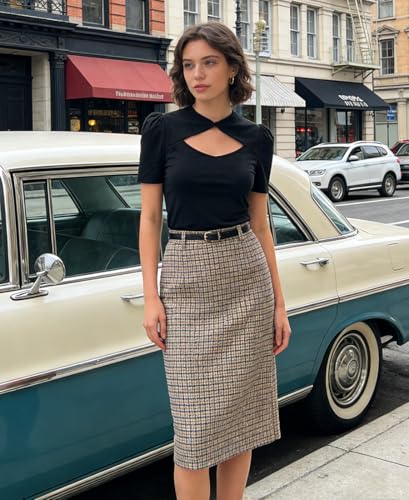 Image of Belle Poque Women's Hollowed-Out Tops 1950s Retro Vintage Short Sleeve Cotton Blouse