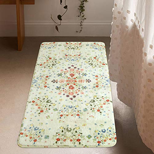 Uphome Floral Bathroom Rug Runner 2' X 4', Non-Slip Washable Small Bath Mats Colorful Vintage Accent Indoor Throw Rugs For Bathroom Shower Kitchen Living Room Laundry Hallway Home Decor #TOP5