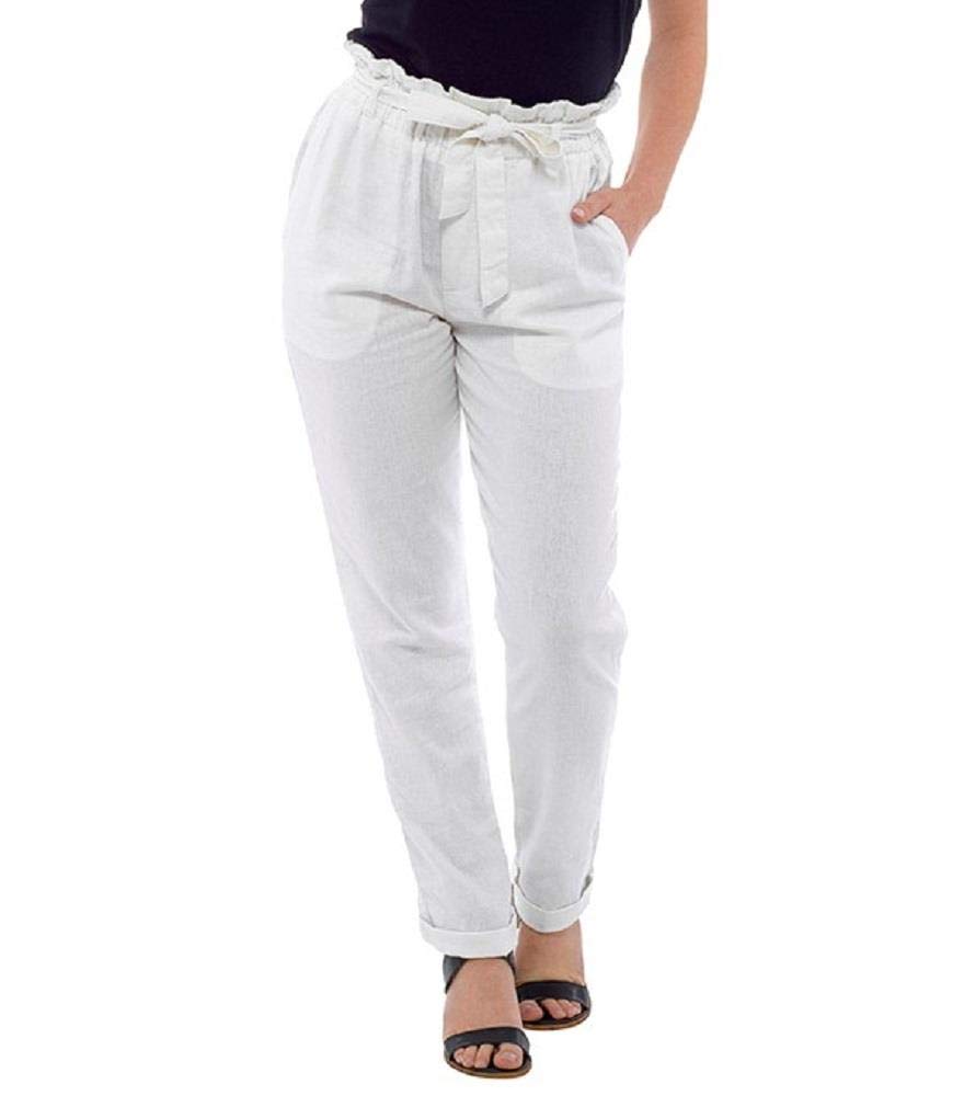 Undercover Women's White Linen Paperbag Waist Trousers Ln934 18