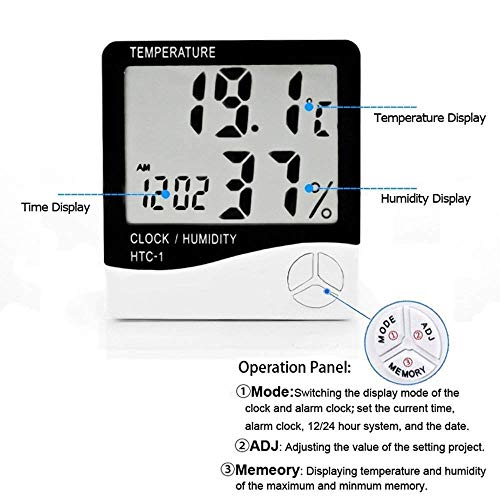 Image of Supremo Aldo Indoor Digital Humidity Meter Hygrometer Thermometer with Large LCD Display Temperature (HTC-1) weather temperature meter