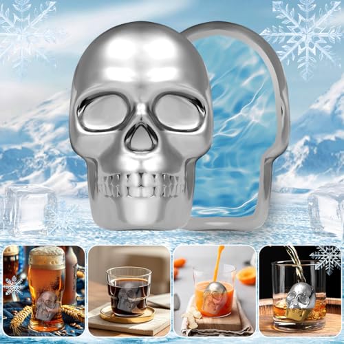 Moldes para cubitos de acero inoxidable con diseño de calavera, set de 2 miniatura 6