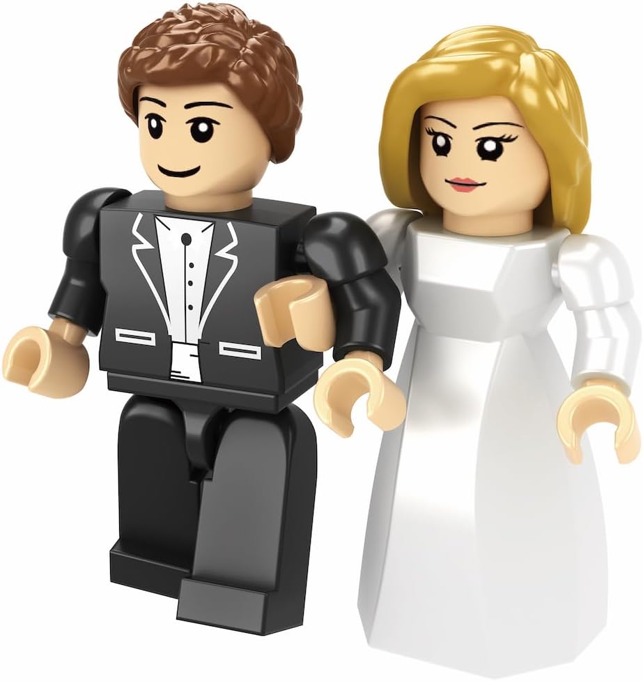 Nativity Bricks Bride & Groom Figurines - Building Brick Figures - Mix & Match Hair, Skin Combinations, Perfect Stocking Stuffer, Ages 8+