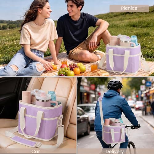 HiTotes 4-Cup Foldable Insulated Drink Caddy Carrier Bag w/ Shoulder Strap (3 Colors) - image 6