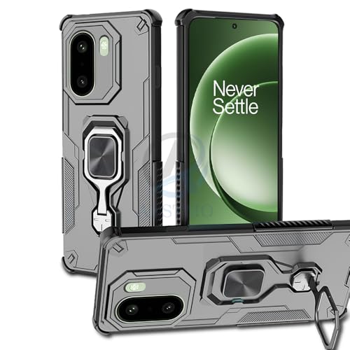 Image of AESTMO Armor Back Cover for OnePlus 15R 5G | Ring Holder & Kickstand & Camera Protection in-Built | 360 Degree Protection Back Case Cover (Black)