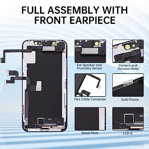 Cykjgs For Iphone X Screen Replacement 5.8 Inch For Iphone 10 With Earpiece And Proximity Sensor Lcd Display Digitizer 3D Touch Full Assembly Ear Speaker Repair Kit Front Glass Fix Tool A1865 A1901 A1902 thumb #1