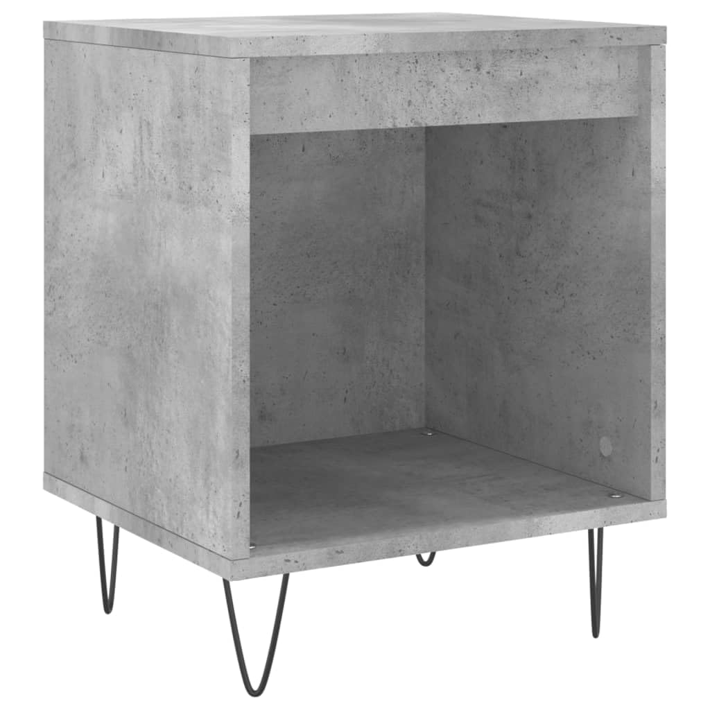 Mesita de noche gris hormigón 40 x 35 x 50 cm madera patas de metal