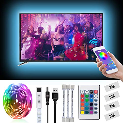 LED Strip Lights, Led Lights Smart Color Changing SMD 5050 Flexible RGB Light Strips with Bluetooth Controller Sync to Music Apply for TV Bar Counter Cabinet Party Christmas Decoration (6.56ft)