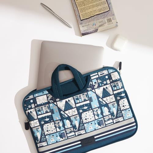 Image of Chumbak Teal Amusement Park Laptop Sleeve - 15 inch, Blue