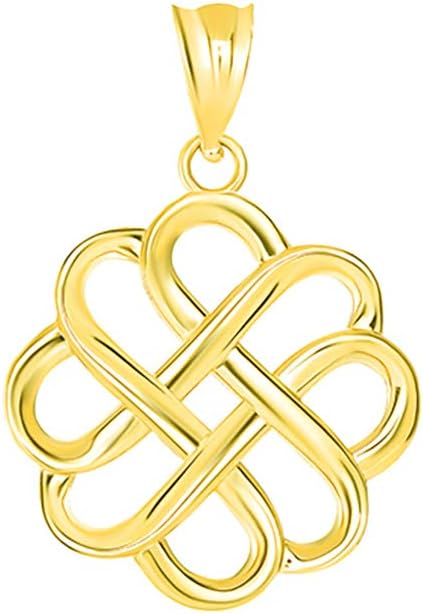 Exquisite 10k Yellow Gold Endless Love Good Luck Irish Celtic Knot Pendant
