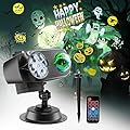 Newest Designed Halloween Christmas Projector Lights Outdoor Waterproof,15W Brighter HD Ocean Wave Effect,12 Slides 96 No Fade Pictures for Thanksgiving,New Year LED Projector Decoration