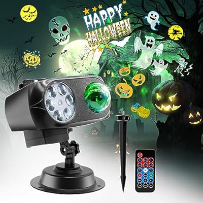 Newest Designed Halloween Christmas Projector Lights Outdoor Waterproof,15W Brighter HD Ocean Wave Effect,12 Slides 96 No Fade Pictures for Thanksgiving,New Year LED Projector Decoration