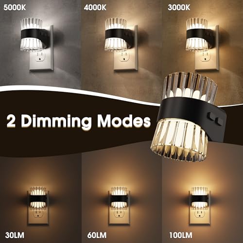 Image of Briignite Night Light, Night Lights Plug into Wall, LED Clear Night Light | Adjustable Brightness NightLights for Kids, Dusk to Dawn Sensor for Bedroom Bathroom, 3000K /4000k /5000K, 2 Pack