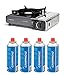 Campingaz - Camp Bistro 3 - Fornello a gas portatile completo di 4 cartucce gas CP250 per campeggio feste outdoor - colore grigio inox