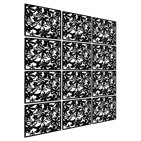 Room Dividers Curtain, 12pcs DIY Hanging Screen Room Divider PVC Screen Panel for Decorating Living, Dining, Room, Bar, Hotel 30x30cm(Black) Cover