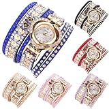 CdyBox Women's PU Leather Band Rivet Wrist Watches Handmade Braided Girl's Bracelet（6 Pack）