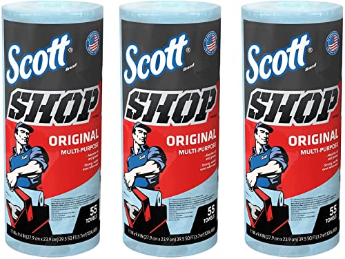 コストコ スコット ショップタオル ブルー 55枚 x 3 ロール COSTCO + lollolマイクロファイバークロス(商標登録済)