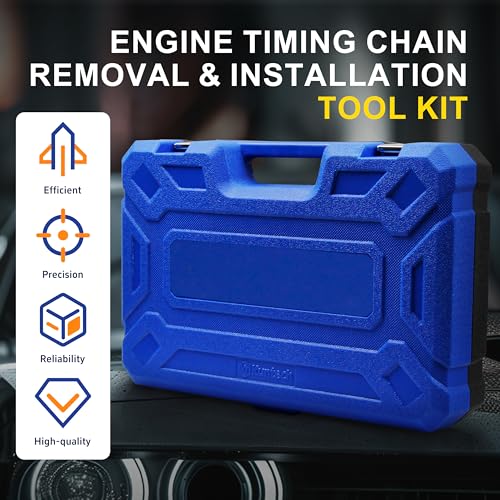 Image of Kuntech Engine Timing Chain Removal Installer Tool Kit Compatible with Mercedes Benz M271 M272 M273 M274 M276, Camshaft Riveting Tool Kit with Carrying Case & Gloves